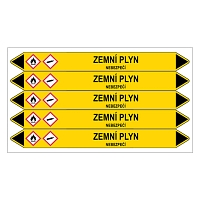 Značení potrubí, zemní plyn,5 ks, 150 × 12 mm